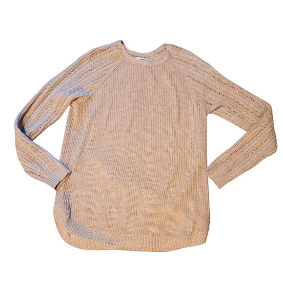 Sonoma Sweaters - Sonoma Womens Medium Beige Cable Knit Sweater Cotton Blend Long Sleeve Crewneck